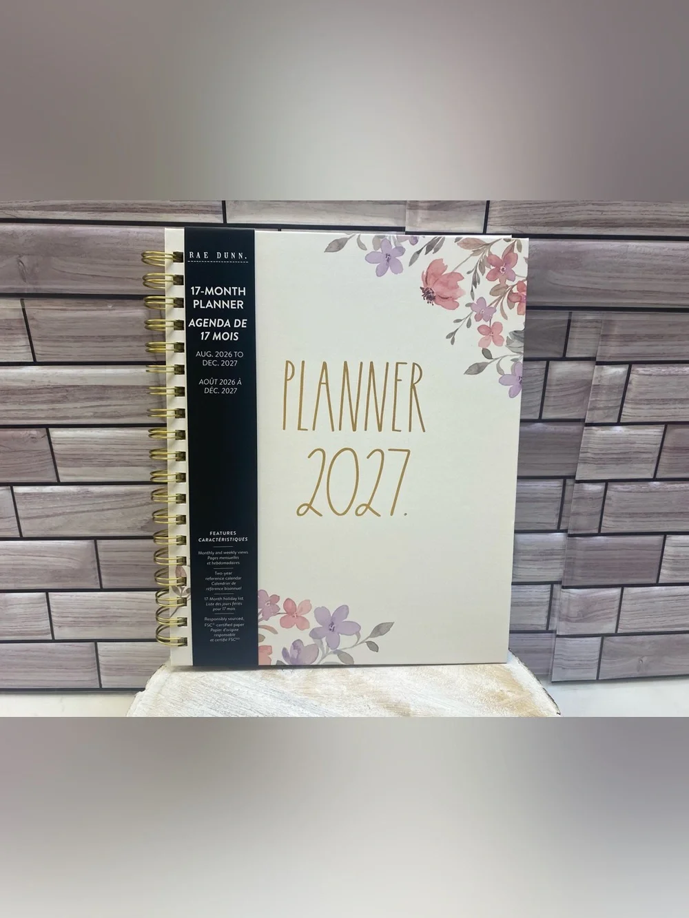 Rae Dunn❤️ “2027.”Flowers L size 17-month Planner NEW